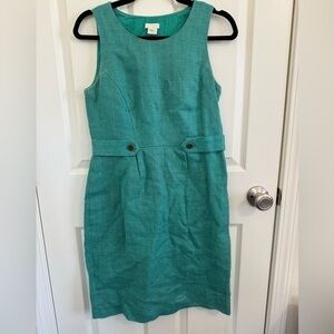 J. Crew Attaché Dress Linen Canvas Green Size 2